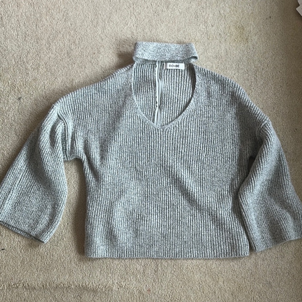 Gray Ribbed Women's Sweater